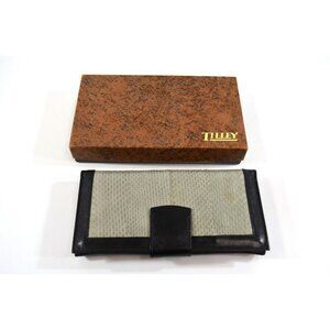 Tilley Leather Snakeskin Long Wallet Vintage Black Grey New w/ Box